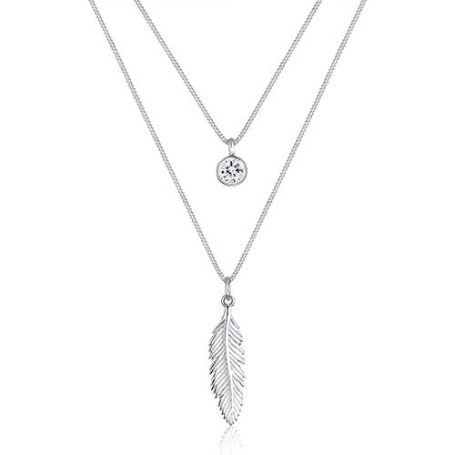 Elli Collares Mujeres Pluma Boho con Cristal en Plata de Ley 925