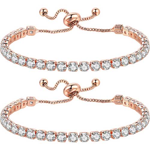 Flongo Pulseras para Mujer, 2PCS Pulseras de Tenis para Mujer