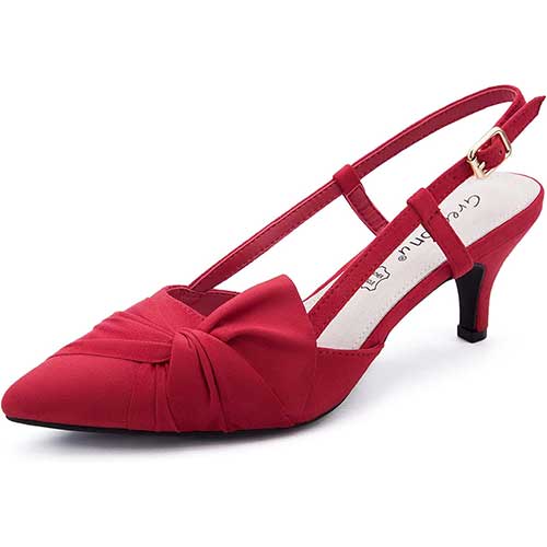 Greatonu Zapatos de Tacón Bajo con Lazo Mujer