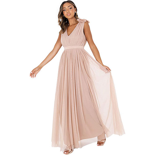 Maya Deluxe Vestido Mujer con Cuello en V con Volantes