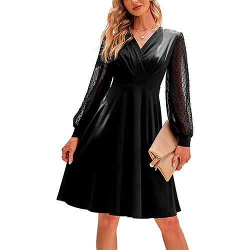 QUNERY Vestido Manga Larga Mujer Vestido Elegante