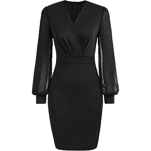 QUNERY Vestido Manga Larga Mujer Vestido Elegante